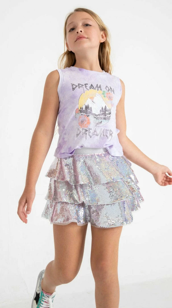 Top 10 ๐ Lola + The Boys 3 Layers Shimmering Silver Sequin ๐ Skirt ๐ง Girls ๐ฅฐ 3 Lola + The Boys 3 Layers Shimmering Silver Sequin Skirt Girls