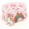 Lola + The Boys Pink Rainbow Unicorn Bracelet Stack Girls