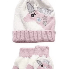 Lola + The Boys Pink Unicorn Hat And Glove Set Girls