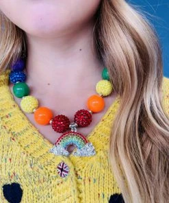 Lola + The Boys Girls Rainbow Crystal Gum-ball Necklace