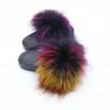 Lola & The Boys New Arrivals Rainbow Faux Fur Slides