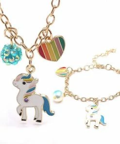 Lola + The Boys Unicorn Charm Necklace And Bracelet
