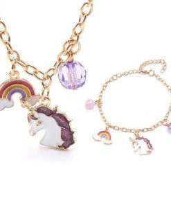 Lola + The Boys Unicorn Charm Necklace And Bracelet