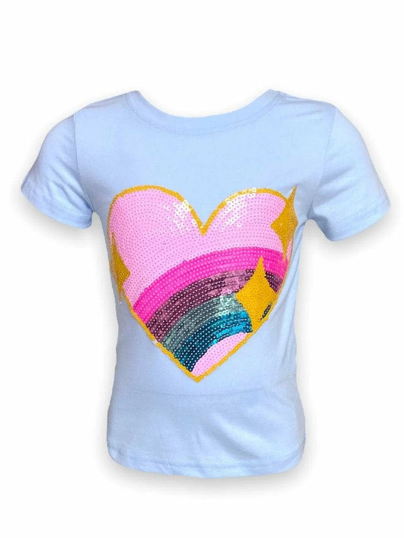 Hot Sale ๐ Lola + The Boys Baby Blue Rainbow Heart T-Shirt ๐ 3 Lola + The Boys Baby Blue Rainbow Heart T-Shirt
