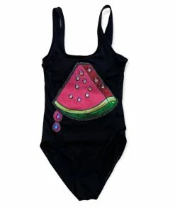 Lola + The Boys New Arrivals Bead Watermelon Swimsuit Black