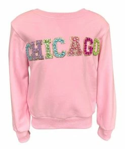 Lola + The Boys Chicago Gem Sweatshirt - Pink New Arrivals