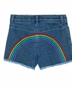 New 🌟 Lola + The Boys 👧 Girls Embroidered Rainbow Denim Shorts ✨ 9 Lola + The Boys Girls Embroidered Rainbow Denim Shorts
