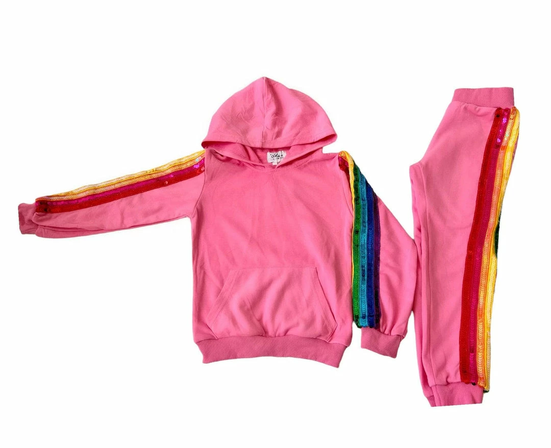 Best Sale ๐ Lola + The Boys New Arrivals Bright Pink Rainbow Sequin Tracksuit ๐ฅ 4 Lola + The Boys New Arrivals Bright Pink Rainbow Sequin Tracksuit