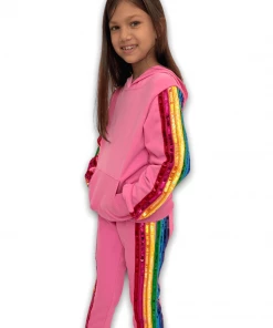 Lola + The Boys New Arrivals Bright Pink Rainbow Sequin Tracksuit