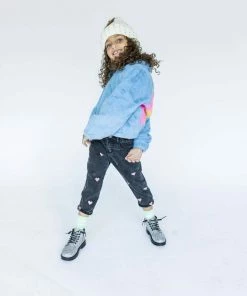 Lola + The Boys Rainbow Faux Fur Coat Baby Blue New Arrivals