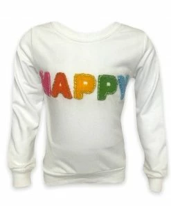 Lola + The Boys New Arrivals Happy Crystal Sweatshirt