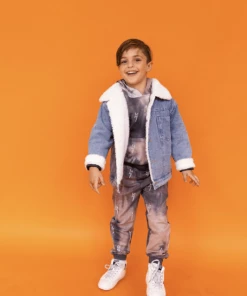 Lola + The Boys Denim Snake Sherpa Jacket