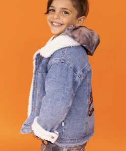 Lola + The Boys Denim Snake Sherpa Jacket
