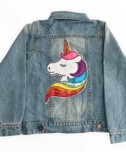Lola + The Boys Original Unicorn Sequin Rainbow Denim