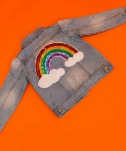 Promo ๐ Lola + The Boys Somewhere Over The Rainbow Denim Jacket ๐ง Girls ๐ 11 Lola + The Boys Somewhere Over The Rainbow Denim Jacket Girls