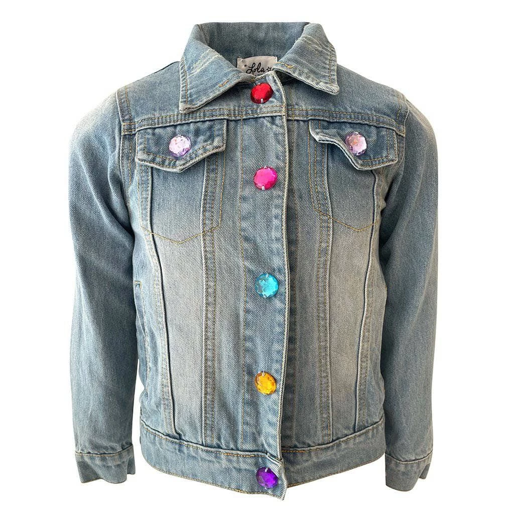 Promo ๐ Lola + The Boys Somewhere Over The Rainbow Denim Jacket ๐ง Girls ๐ 5 Lola + The Boys Somewhere Over The Rainbow Denim Jacket Girls