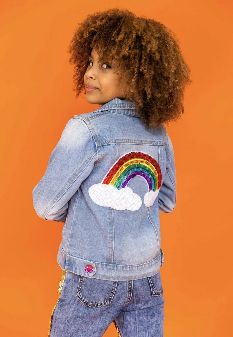 Promo ๐ Lola + The Boys Somewhere Over The Rainbow Denim Jacket ๐ง Girls ๐ 3 Lola + The Boys Somewhere Over The Rainbow Denim Jacket Girls