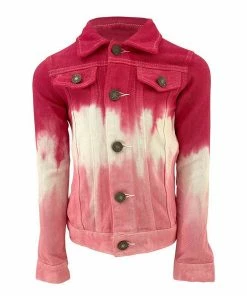 Lola + The Boys Star Struck Lips Dip Dye Denim Jacket