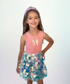 Lola & The Boys Butterfly Paillette Dress