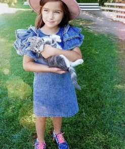 Lola + The Boys Girls Denim Ruffle Dress