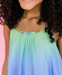 Lola + The Boys Rainbow Ombre Gem Dress