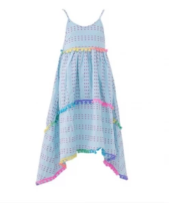 Lola + The Boys Girls St. Barths Blue Rainbow High Low Dress