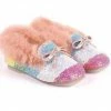 Lola + The Boys Girls Glitter Faux Fur Stripe Loafer