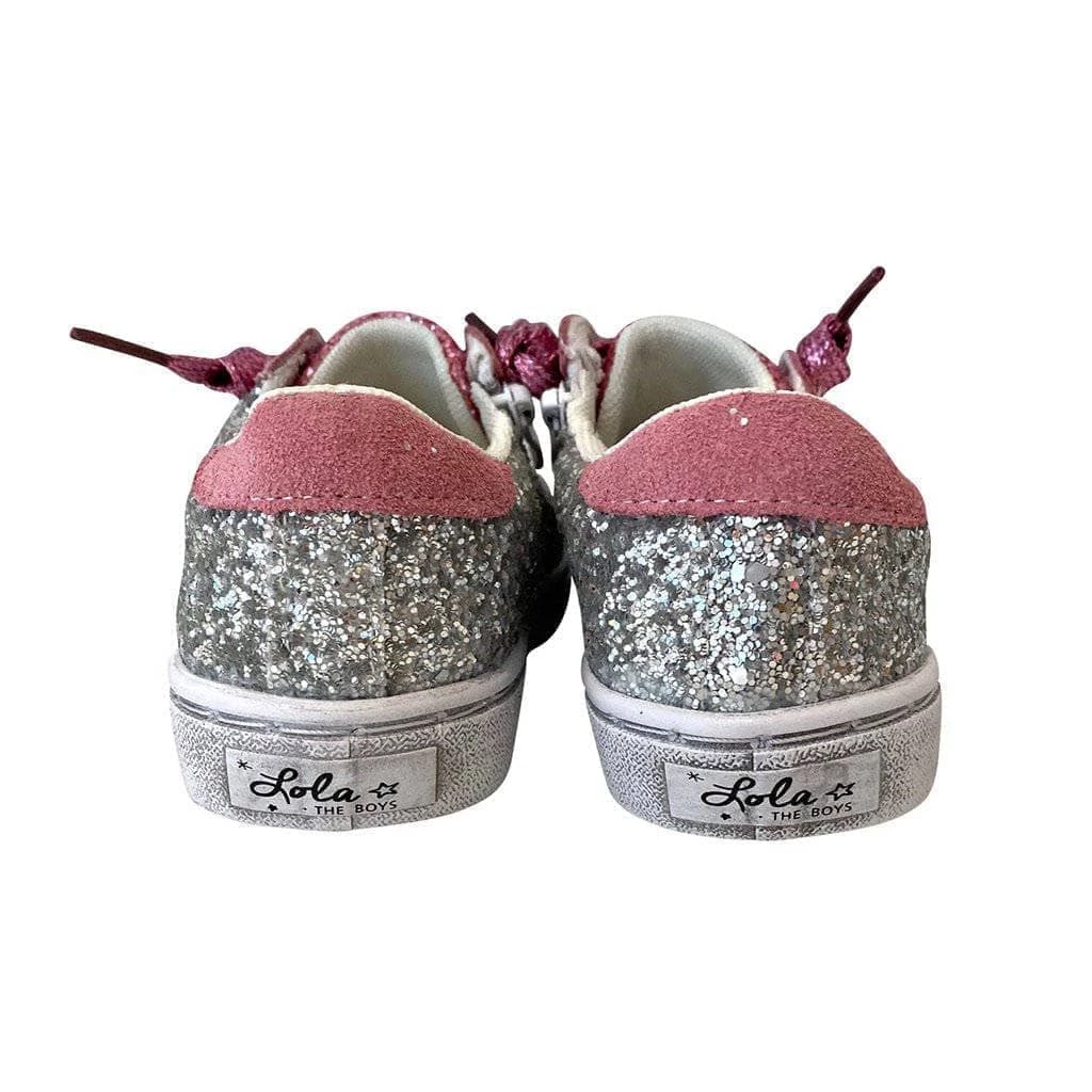 Best Pirce 🎉 Lola + The Boys 👧 Girls Glitter Pink Star 👟 Sneakers 🎉 8 Lola + The Boys Girls Glitter Pink Star Sneakers