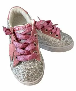 Best Pirce 🎉 Lola + The Boys 👧 Girls Glitter Pink Star 👟 Sneakers 🎉 14 Lola + The Boys Girls Glitter Pink Star Sneakers