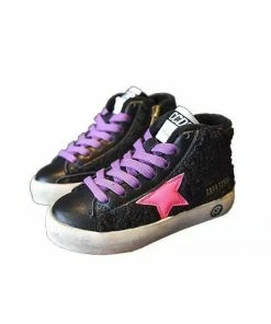 Lola + The Boys New Arrivals Pink & Black High Top Sherpa Sneaker