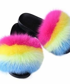 Lola + The Boys Skittles Faux Fur Slides Girls