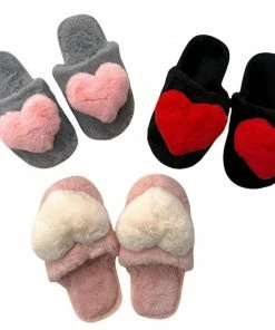 Lola + The Boys Fuzzy Heart Slippers New Arrivals