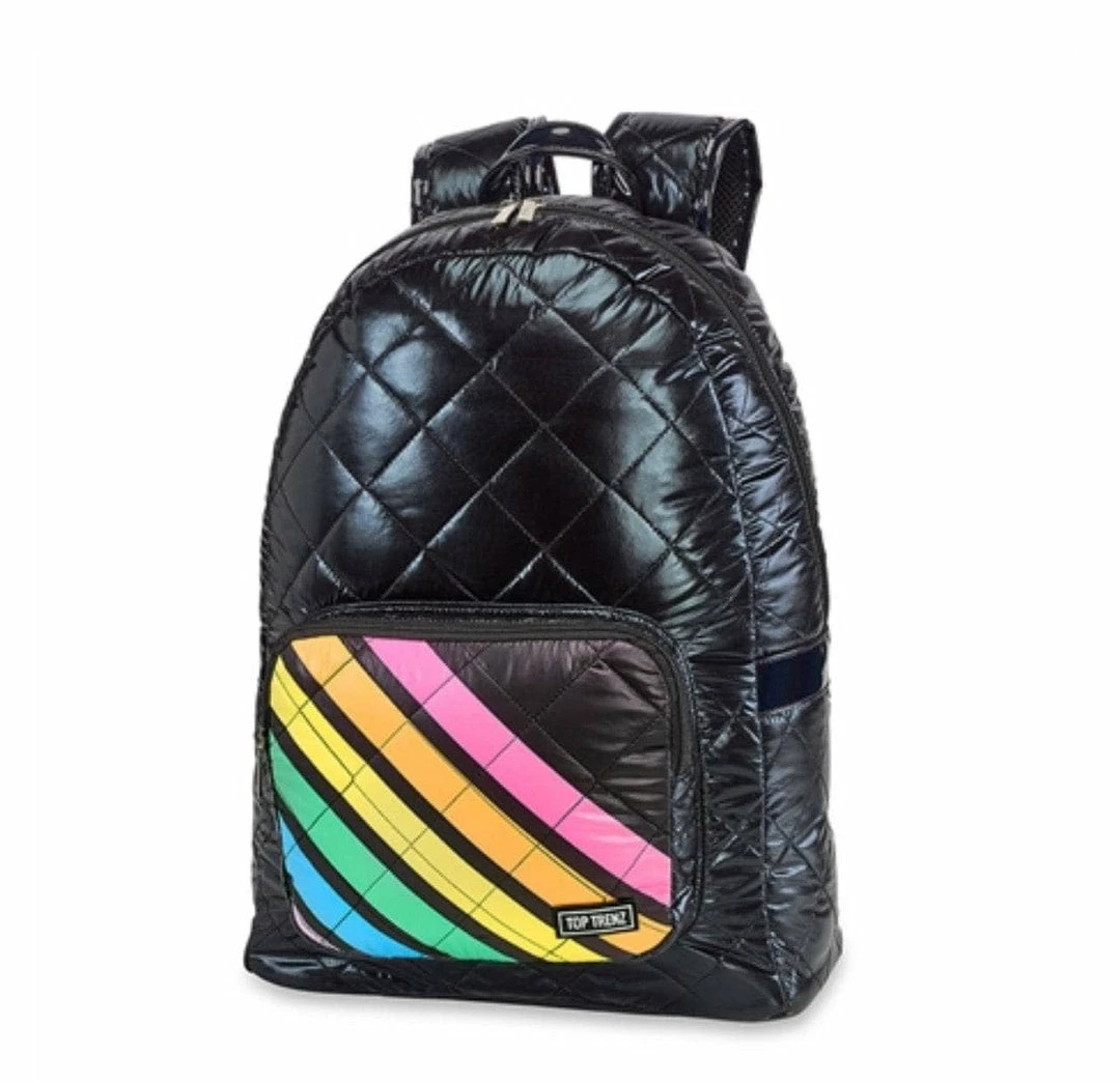 New 🌟 Lola + The Boys Glossy Black Rainbow 🎒 Backpack 🔥 3 Lola + The Boys Glossy Black Rainbow Backpack