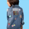 Lola + The Boys New Arrivals Good Vibes Plastic Patches Denim Jacket