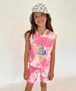 Lola + The Boys Ice Cream Tie Dye Hoodie Shorts Set New Arrivals