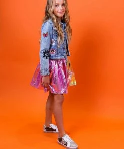 Lola + The Boys Girls All About The Patch Crop Denim Jacket