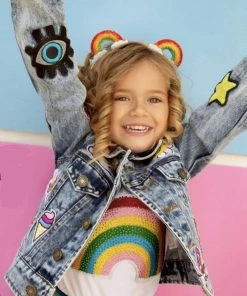 Lola + The Boys Girls All About The Patch Crop Denim Jacket