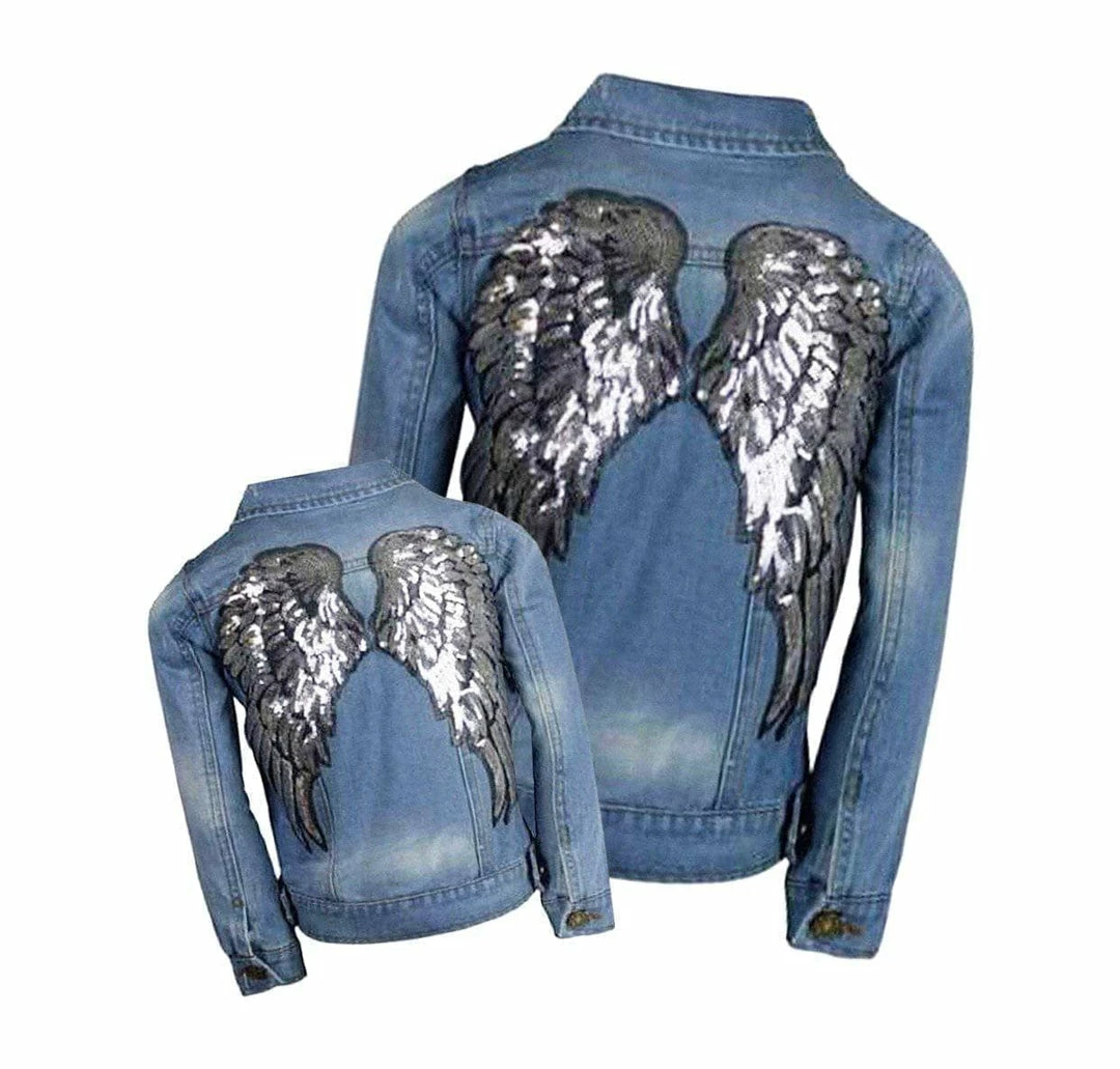 Deals ๐คฉ Lola & The Boys ๐ง Girls Angel Wings Denim Jacket ๐ 4 Lola & The Boys Girls Angel Wings Denim Jacket