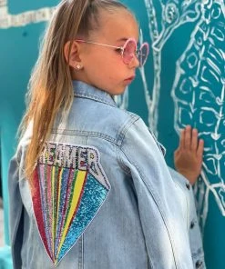 Lola & The Boys Beaded Dreamer Denim Jacket Girls
