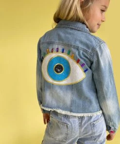Lola + The Boys Girls Evil Eye Gem Denim