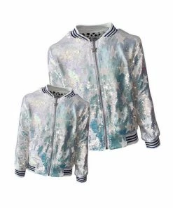 Lola + The Boys Girls Iridescent Star Sequin Bomber