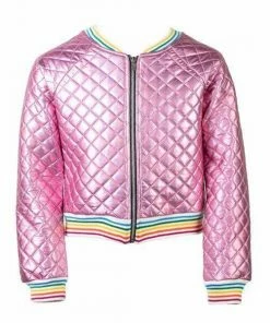 Lola + The Boys Bubble Gum Rainbow Quilted Bomber Girls