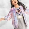 Lola + The Boys Girls Cotton Candy Sequin Bomber