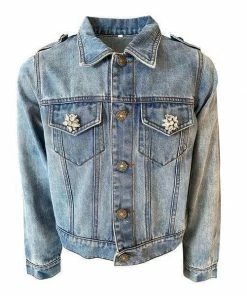 Lola + The Boys Crystal Checkered Heart Denim Jacket New Arrivals