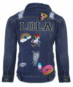 Lola & The Boys Girls Customizable Patch Denim Jacket