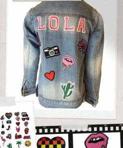 Promo 😍 Lola & The Boys 👧 Girls Customizable Patch Denim Jacket ❤️ 13 Lola & The Boys Girls Customizable Patch Denim Jacket