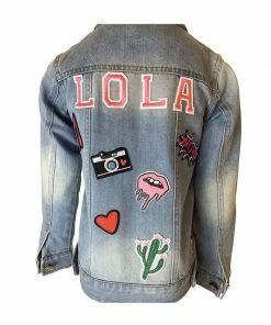 Promo 😍 Lola & The Boys 👧 Girls Customizable Patch Denim Jacket ❤️ 12 Lola & The Boys Girls Customizable Patch Denim Jacket