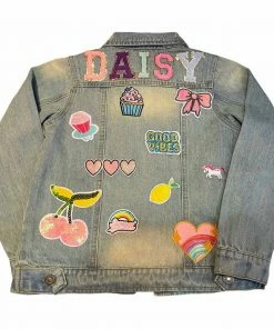 Lola & The Boys Girls Customizable Patch Denim Jacket