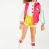Lola & The Boys New Arrivals Girls Good Vibes Embroidered Satin Bomber