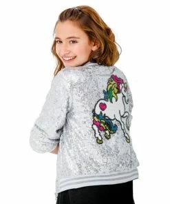 Lola & The Boys Girls Unicorn Sequin Bomber